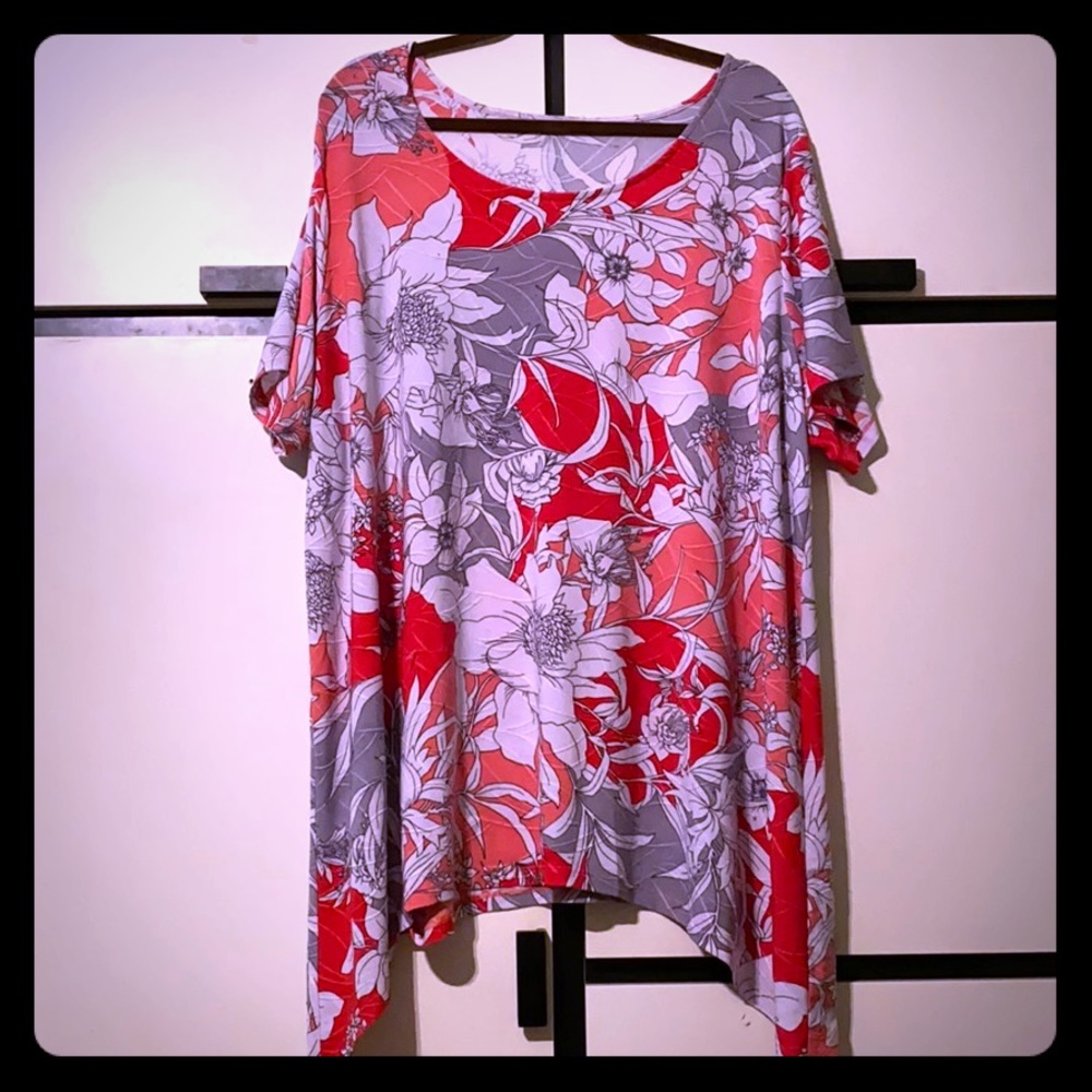 Orange and Grey Textured Top